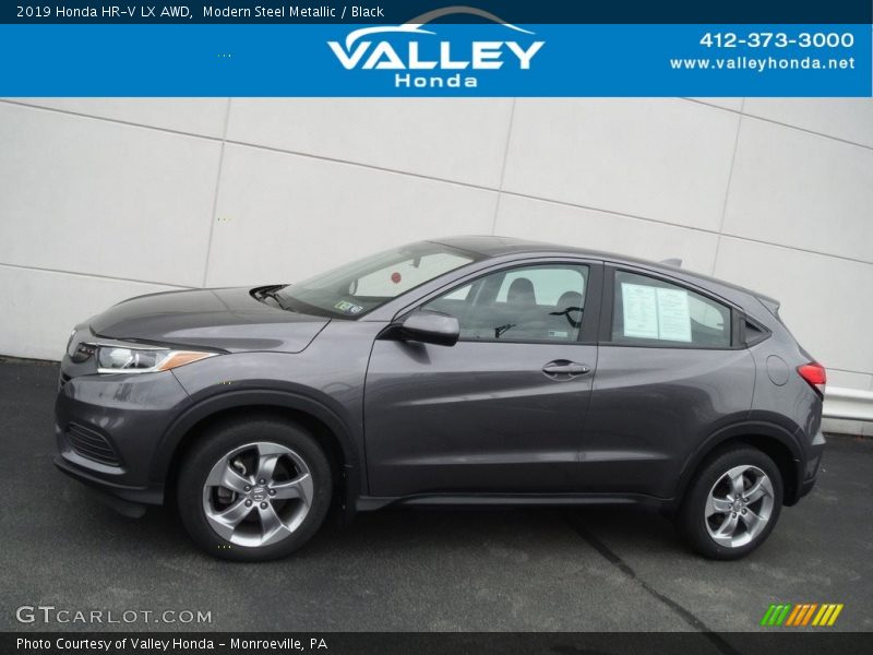 Modern Steel Metallic / Black 2019 Honda HR-V LX AWD