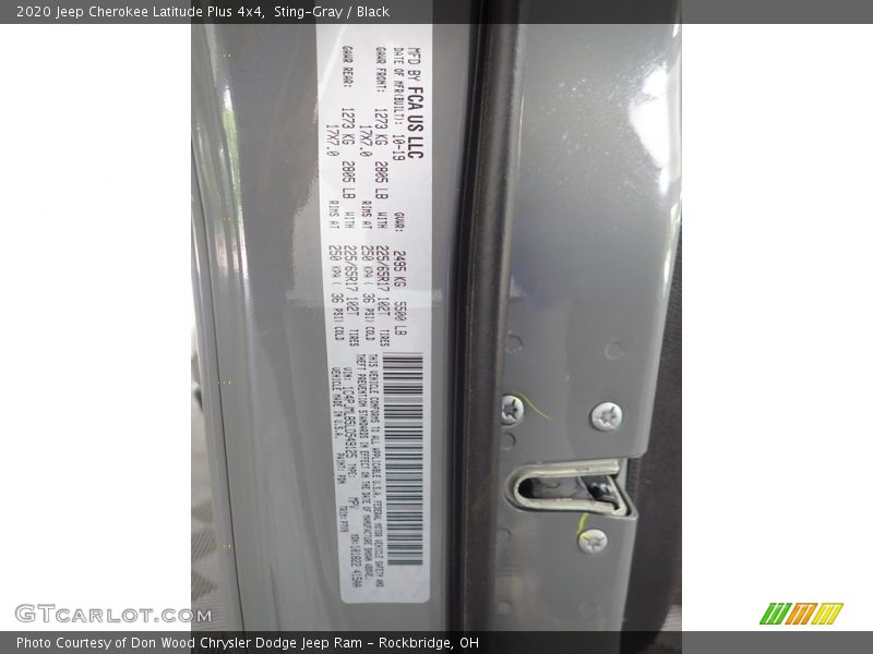 Sting-Gray / Black 2020 Jeep Cherokee Latitude Plus 4x4