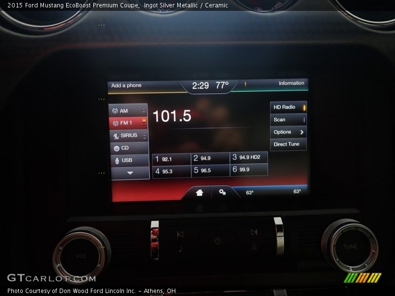 Ingot Silver Metallic / Ceramic 2015 Ford Mustang EcoBoost Premium Coupe