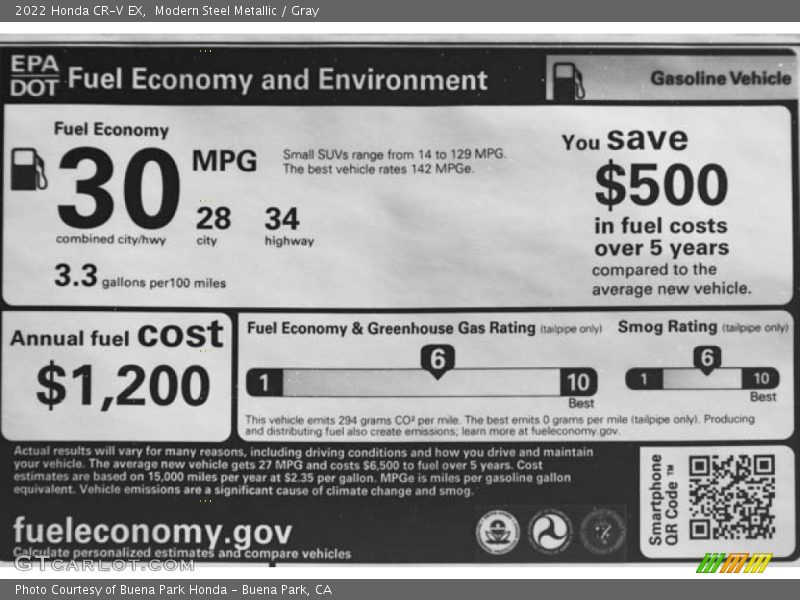 Modern Steel Metallic / Gray 2022 Honda CR-V EX