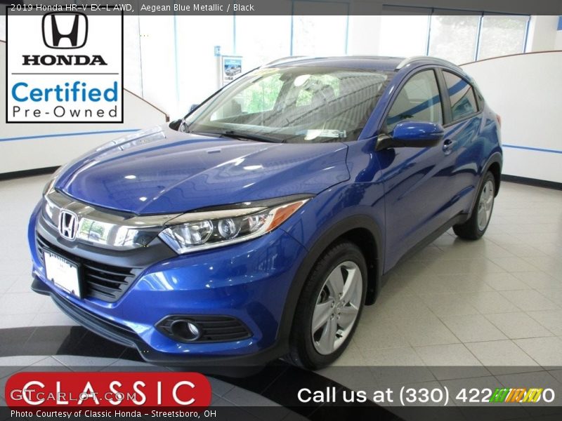 Aegean Blue Metallic / Black 2019 Honda HR-V EX-L AWD