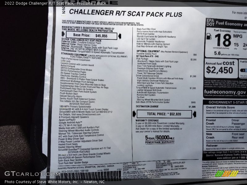 Frostbite / Black 2022 Dodge Challenger R/T Scat Pack
