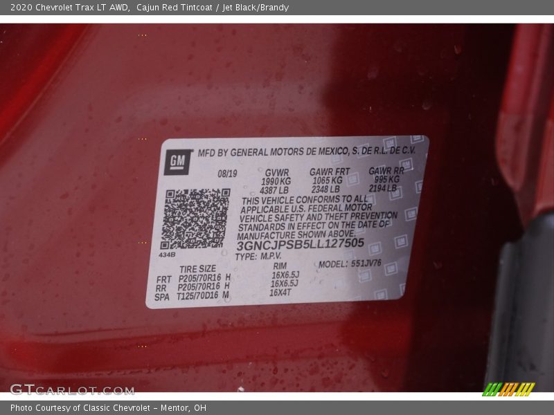 Cajun Red Tintcoat / Jet Black/Brandy 2020 Chevrolet Trax LT AWD