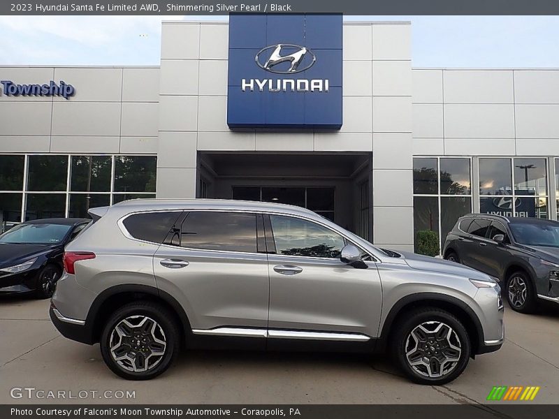 Shimmering Silver Pearl / Black 2023 Hyundai Santa Fe Limited AWD