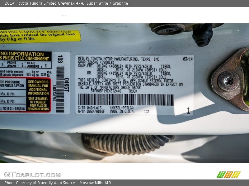 Super White / Graphite 2014 Toyota Tundra Limited Crewmax 4x4