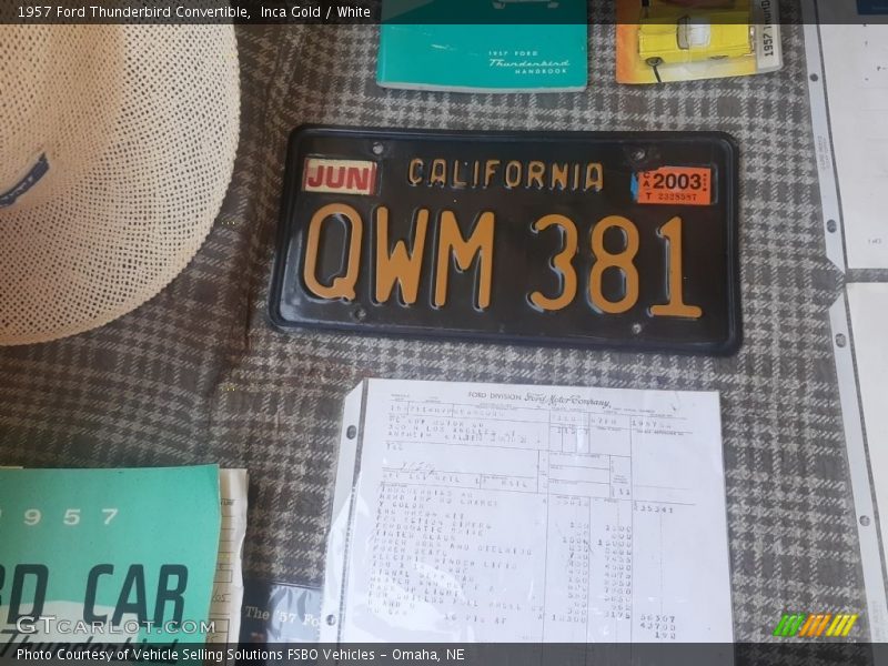 Inca Gold / White 1957 Ford Thunderbird Convertible