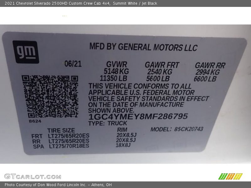 Summit White / Jet Black 2021 Chevrolet Silverado 2500HD Custom Crew Cab 4x4