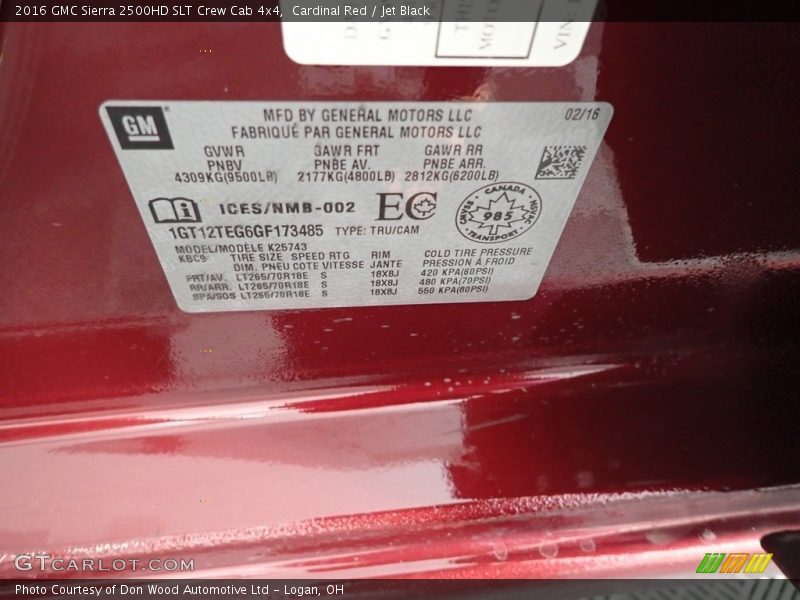 Cardinal Red / Jet Black 2016 GMC Sierra 2500HD SLT Crew Cab 4x4