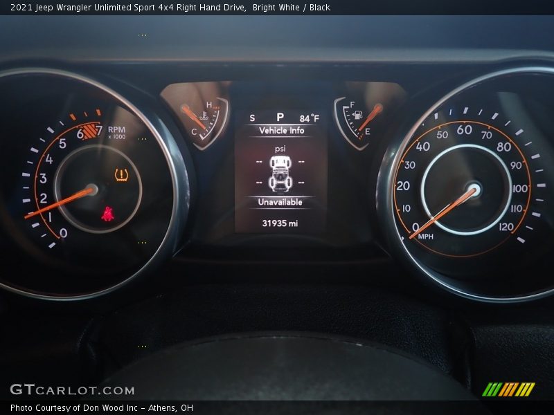  2021 Wrangler Unlimited Sport 4x4 Right Hand Drive Sport 4x4 Right Hand Drive Gauges