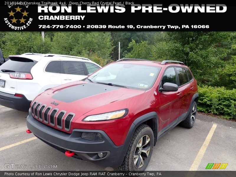 Deep Cherry Red Crystal Pearl / Black 2016 Jeep Cherokee Trailhawk 4x4