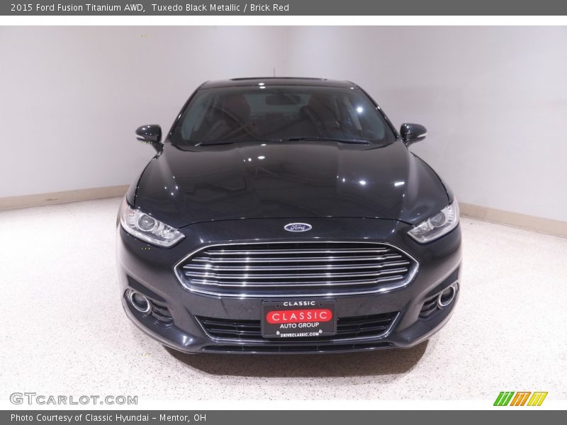 Tuxedo Black Metallic / Brick Red 2015 Ford Fusion Titanium AWD