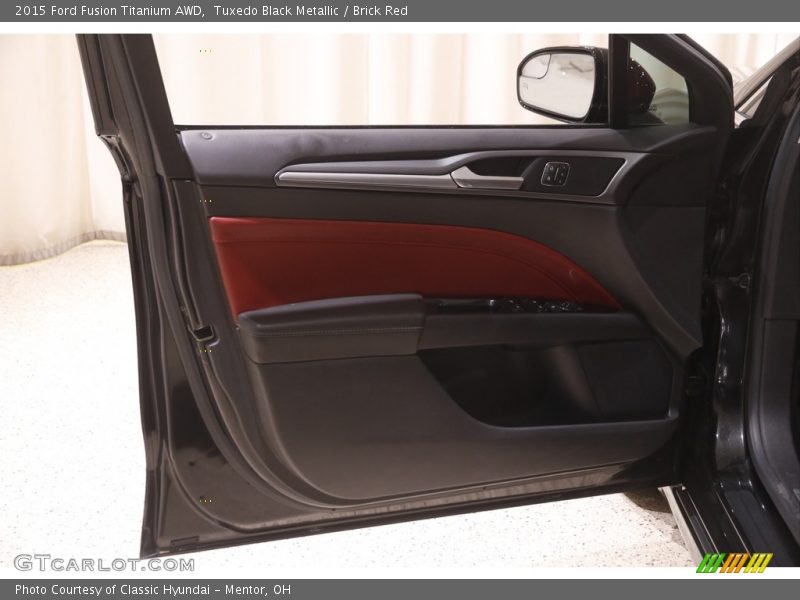 Tuxedo Black Metallic / Brick Red 2015 Ford Fusion Titanium AWD