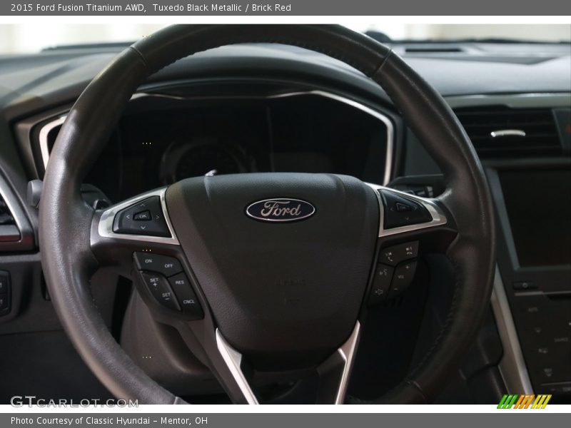 Tuxedo Black Metallic / Brick Red 2015 Ford Fusion Titanium AWD