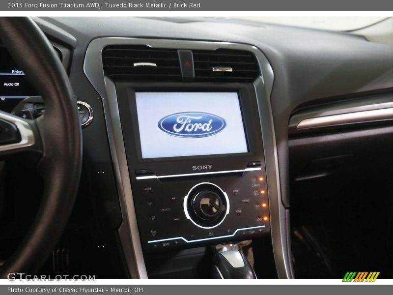 Tuxedo Black Metallic / Brick Red 2015 Ford Fusion Titanium AWD