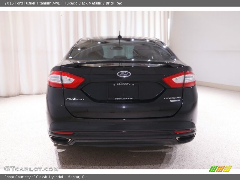 Tuxedo Black Metallic / Brick Red 2015 Ford Fusion Titanium AWD