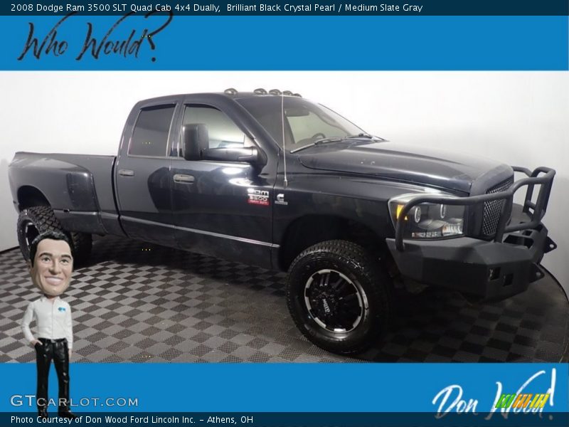 Brilliant Black Crystal Pearl / Medium Slate Gray 2008 Dodge Ram 3500 SLT Quad Cab 4x4 Dually