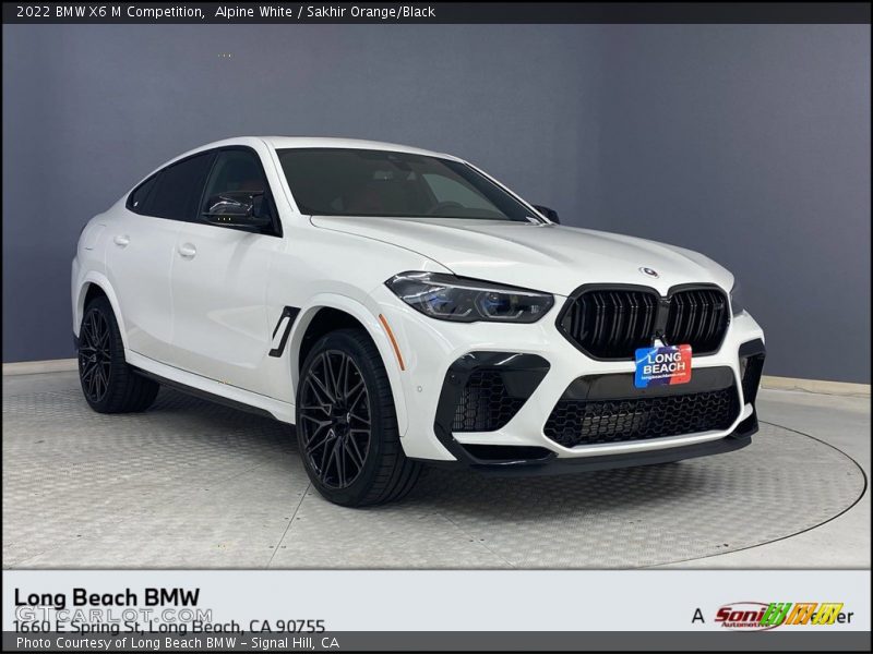 Alpine White / Sakhir Orange/Black 2022 BMW X6 M Competition