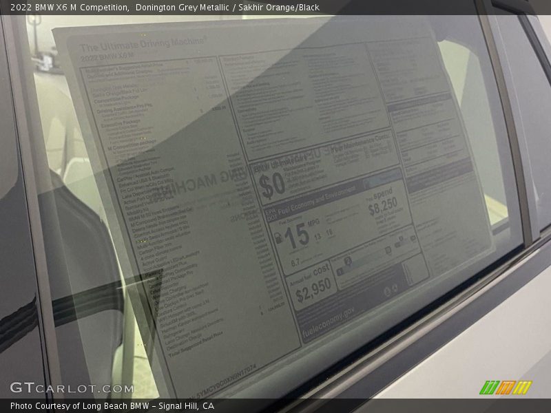  2022 X6 M Competition Window Sticker