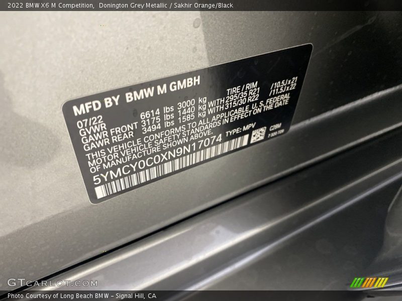 2022 X6 M Competition Donington Grey Metallic Color Code C28