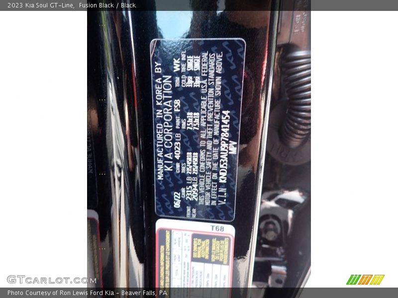 2023 Soul GT-Line Fusion Black Color Code FSB