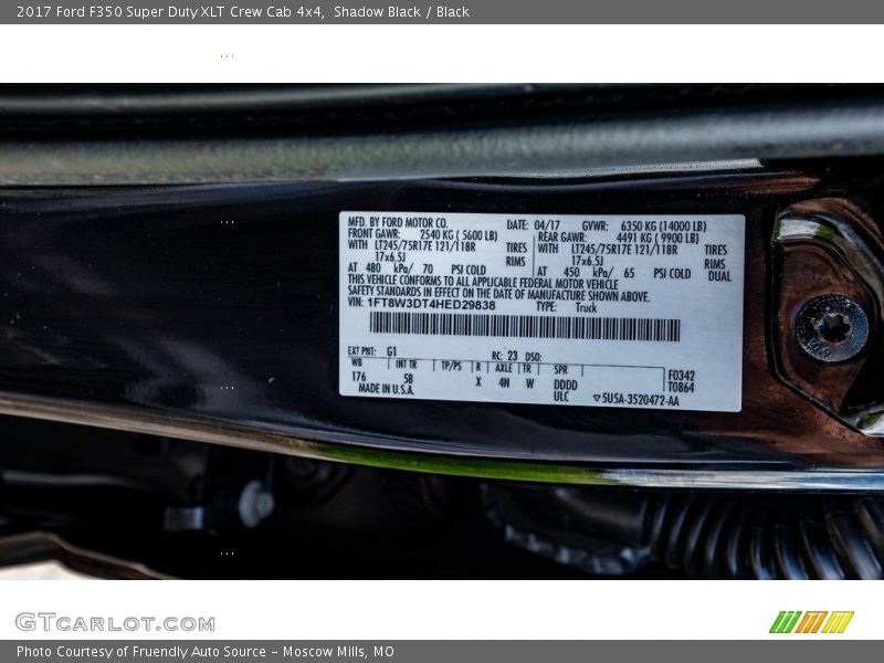 Shadow Black / Black 2017 Ford F350 Super Duty XLT Crew Cab 4x4