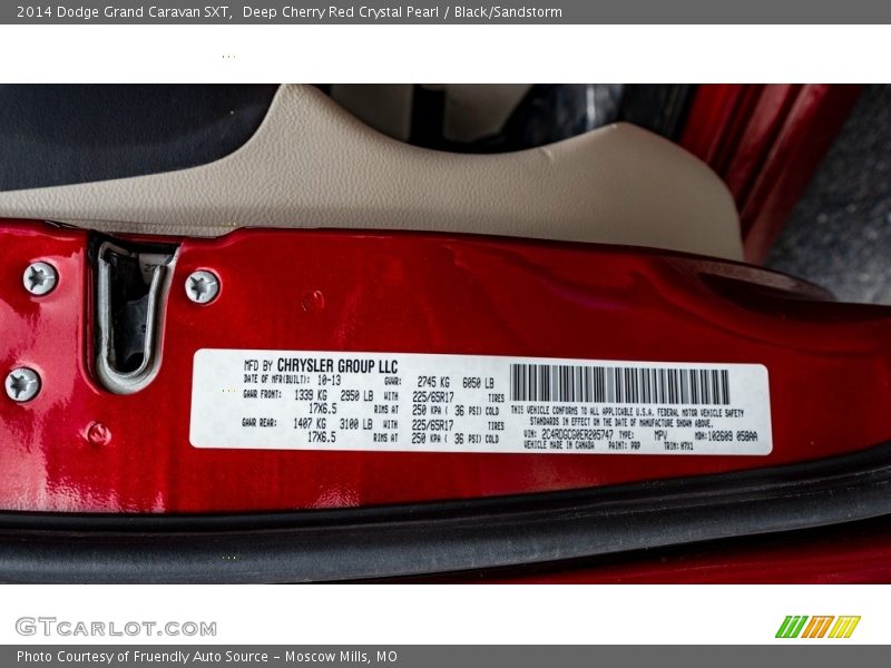 Deep Cherry Red Crystal Pearl / Black/Sandstorm 2014 Dodge Grand Caravan SXT