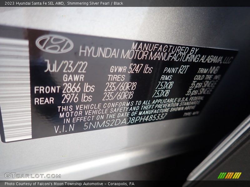 Shimmering Silver Pearl / Black 2023 Hyundai Santa Fe SEL AWD