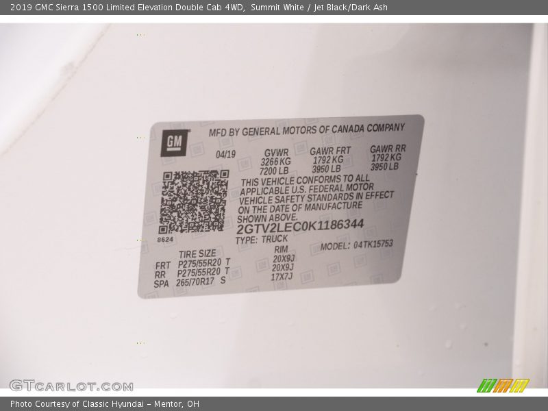 Summit White / Jet Black/Dark Ash 2019 GMC Sierra 1500 Limited Elevation Double Cab 4WD