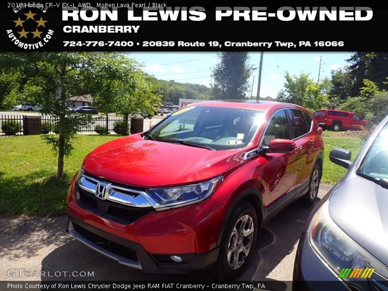 Molten Lava Pearl / Black 2018 Honda CR-V EX-L AWD