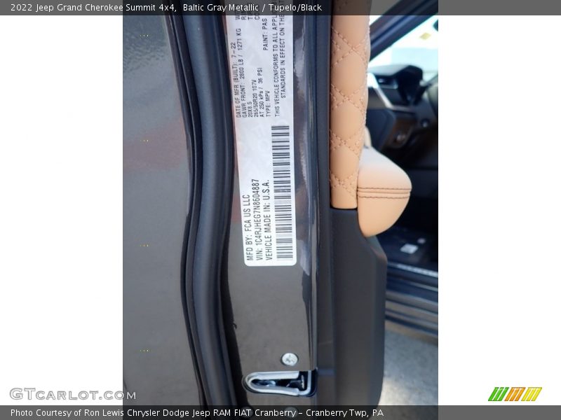 Baltic Gray Metallic / Tupelo/Black 2022 Jeep Grand Cherokee Summit 4x4