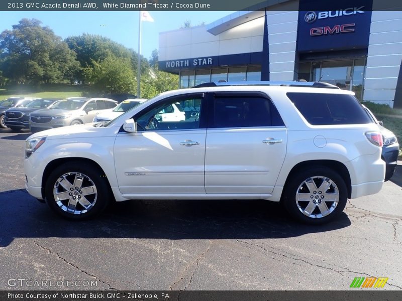 White Diamond Tricoat / Cocoa Dune 2013 GMC Acadia Denali AWD