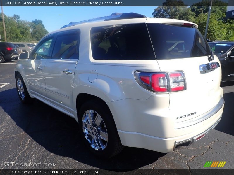 White Diamond Tricoat / Cocoa Dune 2013 GMC Acadia Denali AWD