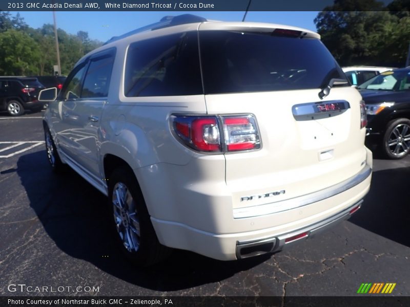 White Diamond Tricoat / Cocoa Dune 2013 GMC Acadia Denali AWD