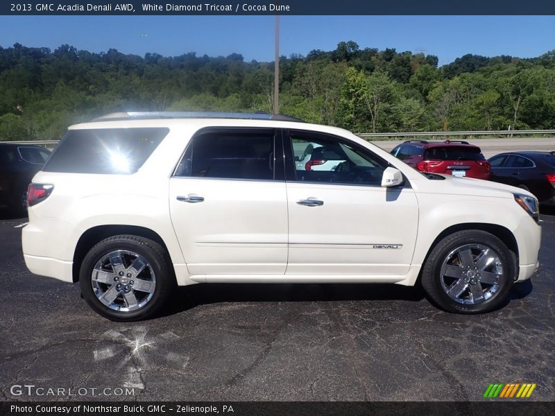 White Diamond Tricoat / Cocoa Dune 2013 GMC Acadia Denali AWD