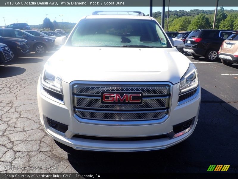 White Diamond Tricoat / Cocoa Dune 2013 GMC Acadia Denali AWD