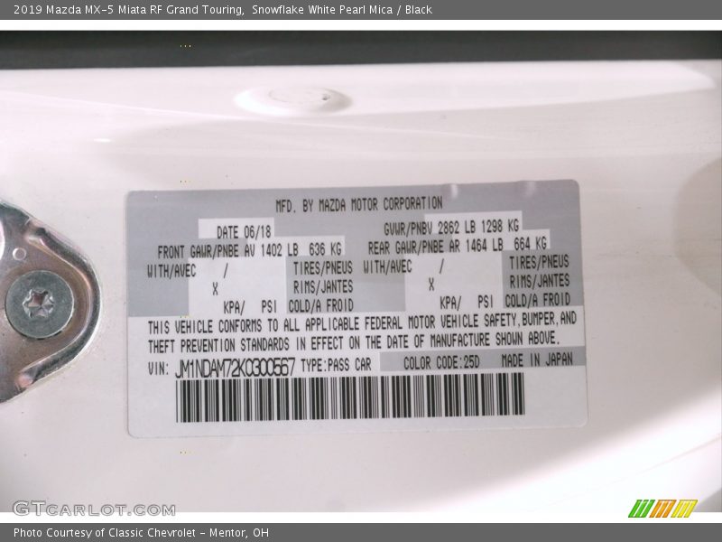 Snowflake White Pearl Mica / Black 2019 Mazda MX-5 Miata RF Grand Touring