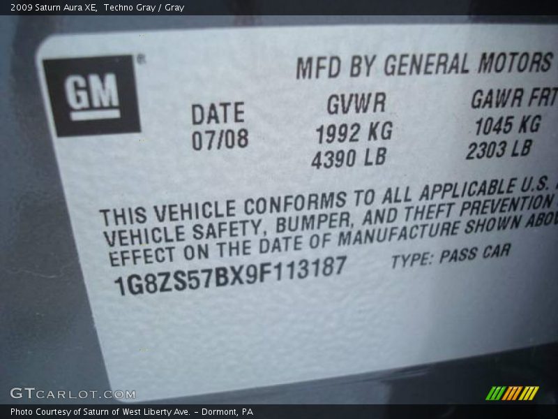 Techno Gray / Gray 2009 Saturn Aura XE