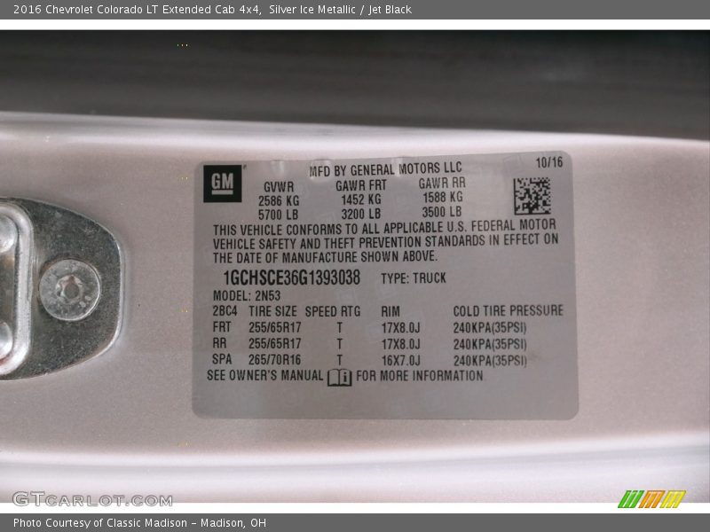 Silver Ice Metallic / Jet Black 2016 Chevrolet Colorado LT Extended Cab 4x4