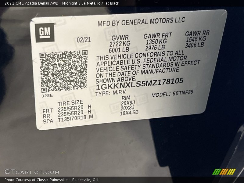 Midnight Blue Metallic / Jet Black 2021 GMC Acadia Denali AWD