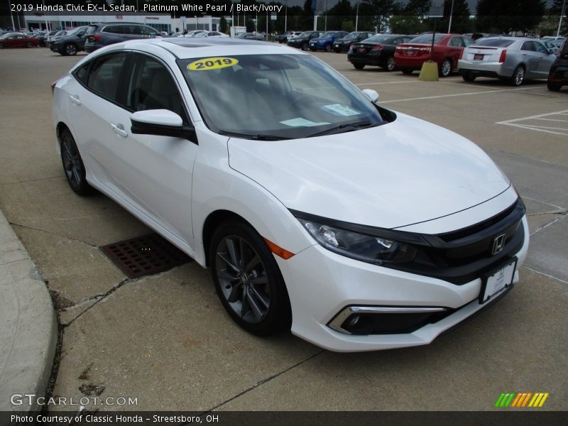 Platinum White Pearl / Black/Ivory 2019 Honda Civic EX-L Sedan