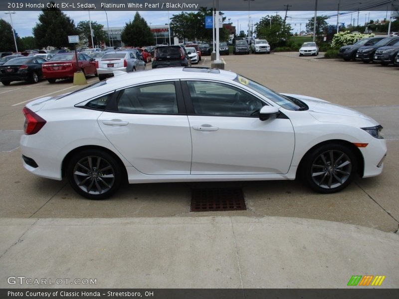 Platinum White Pearl / Black/Ivory 2019 Honda Civic EX-L Sedan