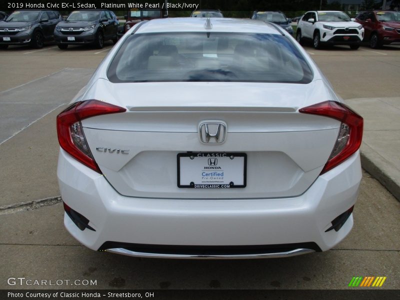 Platinum White Pearl / Black/Ivory 2019 Honda Civic EX-L Sedan