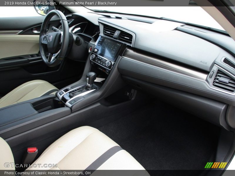 Platinum White Pearl / Black/Ivory 2019 Honda Civic EX-L Sedan