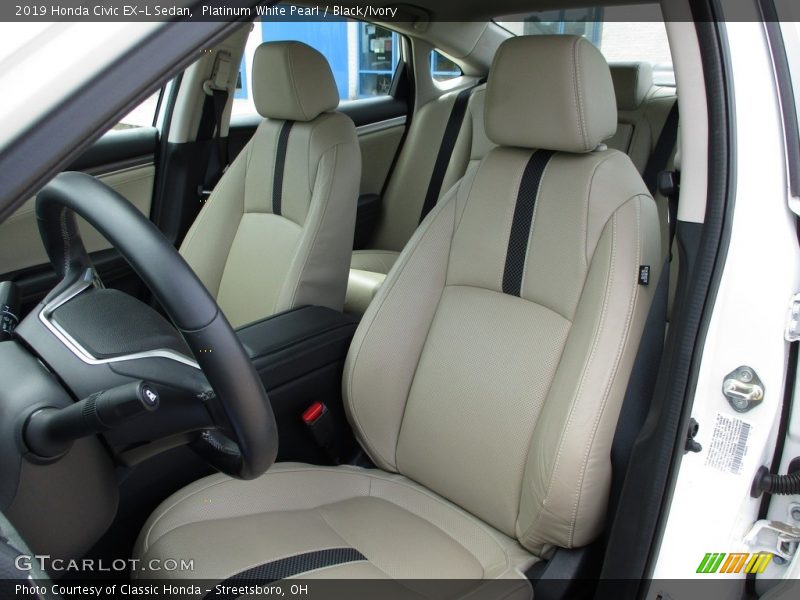 Platinum White Pearl / Black/Ivory 2019 Honda Civic EX-L Sedan