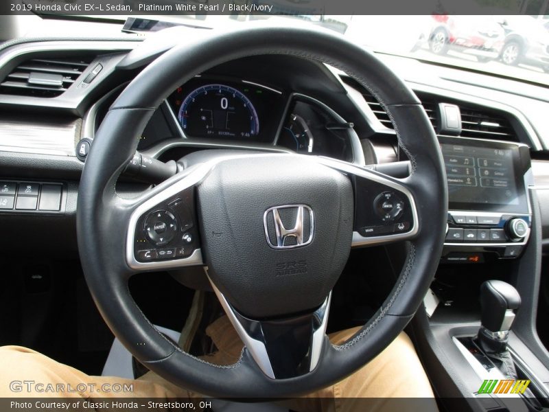 Platinum White Pearl / Black/Ivory 2019 Honda Civic EX-L Sedan