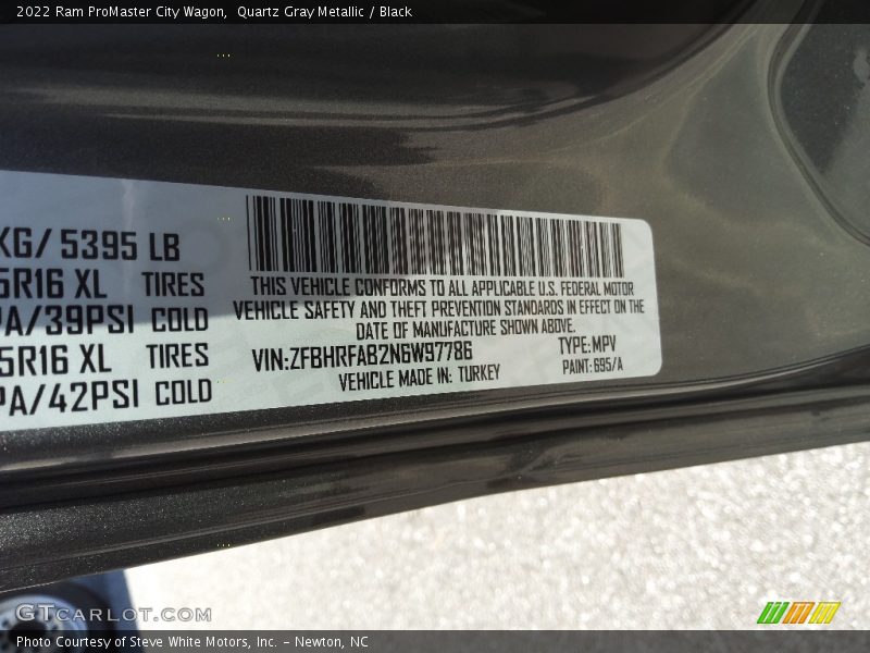2022 ProMaster City Wagon Quartz Gray Metallic Color Code 695