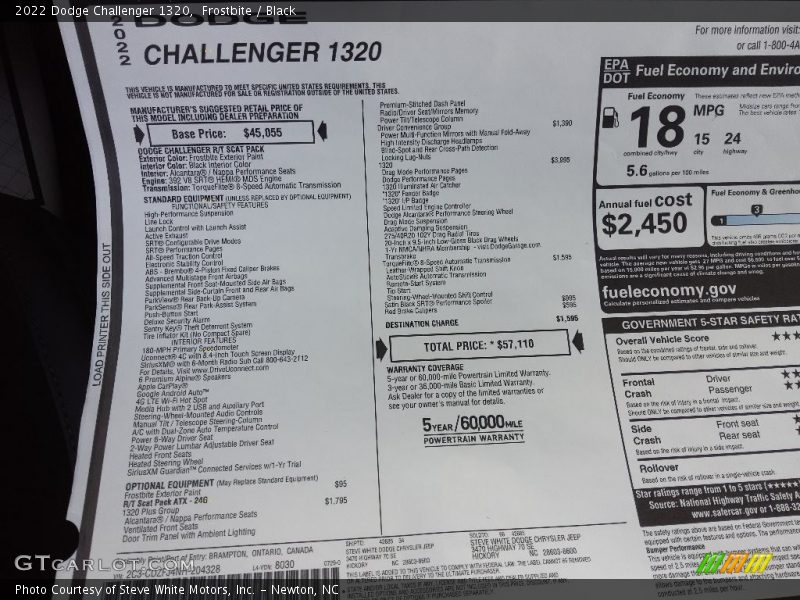  2022 Challenger 1320 Window Sticker