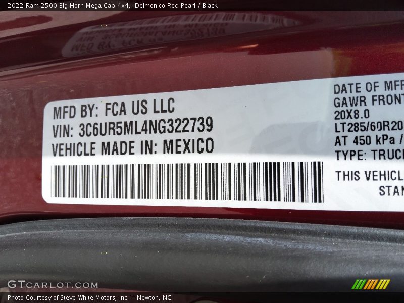 Delmonico Red Pearl / Black 2022 Ram 2500 Big Horn Mega Cab 4x4