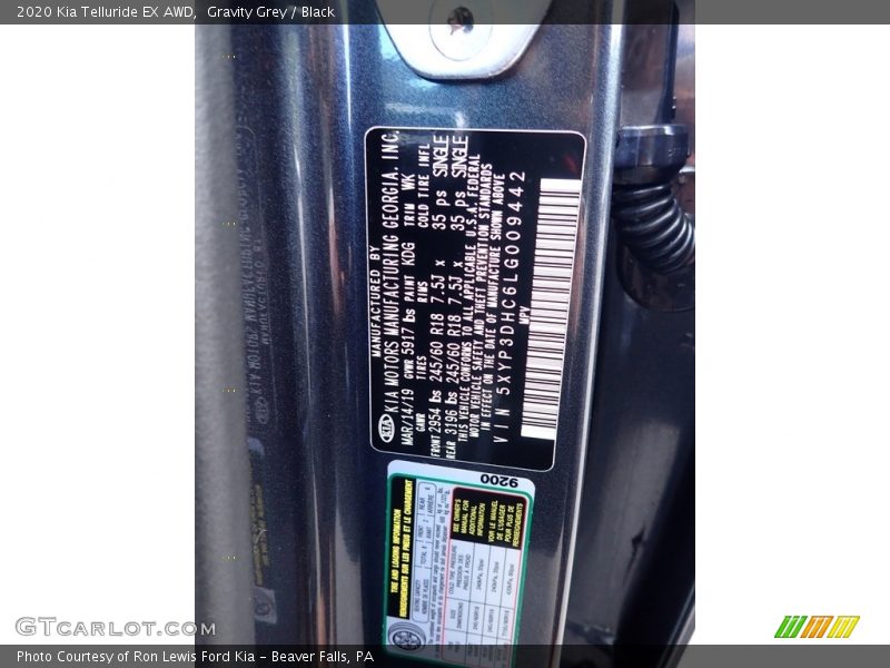 Gravity Grey / Black 2020 Kia Telluride EX AWD
