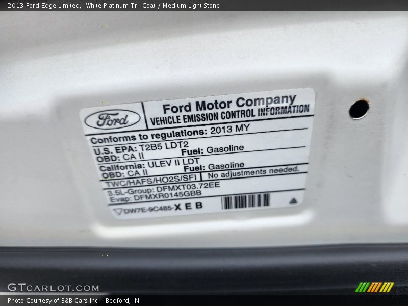 White Platinum Tri-Coat / Medium Light Stone 2013 Ford Edge Limited